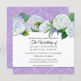 Square Lila Damask Hydrangea Floral Wedding Einladung