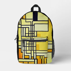Square Line with Yellow Pattern Design - Bedruckter Rucksack