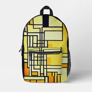 Square Line with Yellow Pattern Design - Bedruckter Rucksack