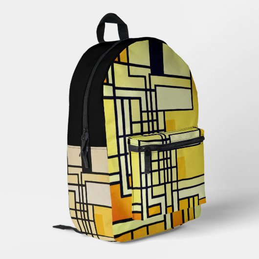 Square Line with Yellow Pattern Design - Bedruckter Rucksack (Rückseitige Ecke links)