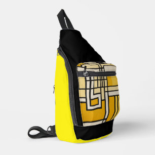 Square Line with Yellow Pattern Design - Crossbody Bag