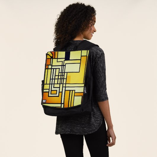 Square Line with Yellow Pattern Design - Rucksack (Ausgewaschen)