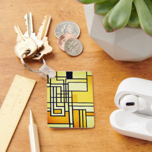 Square Line with Yellow Pattern Design - Schlüsselanhänger