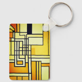 Square Line with Yellow Pattern Design - Schlüsselanhänger (Rückseite)