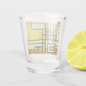 Square Line with Yellow Pattern Design - Schnapsglas (Rückseite)