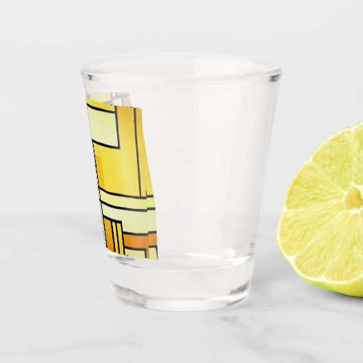 Square Line with Yellow Pattern Design - Schnapsglas (Rechts)