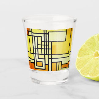 Square Line with Yellow Pattern Design - Schnapsglas