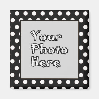 Square Magnet-Black & White Polka Dot Magnet