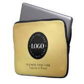 Square Magnet Gold und Black Business Logo Laptopschutzhülle (Vorderseite Links)
