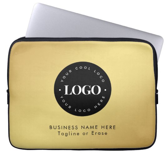 Square Magnet Gold und Black Business Logo Laptopschutzhülle (Vorderseite)