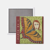 Square Magnet - Ich bin eine Frau Butterfly (Vorderseite/Rückseite)