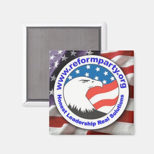 Square Magnet mit Reform Party Logo (Vorderseite/Rückseite)