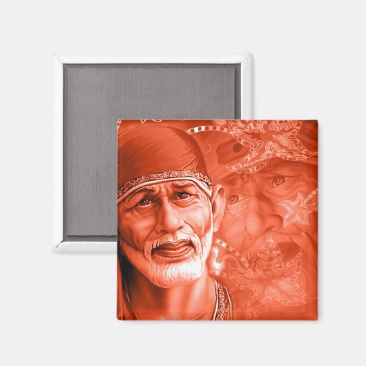 Square Magnet - Sai baba (Vorderseite/Rückseite)