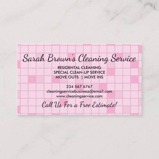 Square Maid Janitorial Lady House Cleaning Service Visitenkarte (Rückseite)