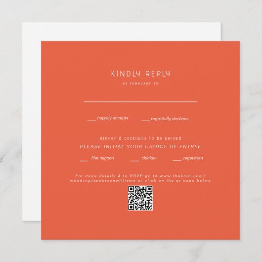 Square Mandarine Wedding QR Code UAWG (Vorne/Hinten)