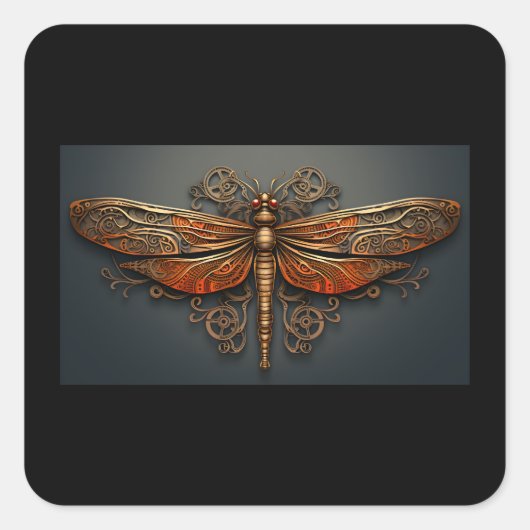 Square Metal Dragonfly Sticker (Vorderseite)