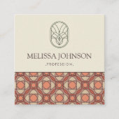 Square Mid-Century Modern Pattern QR Quadratische Visitenkarte (Vorderseite)