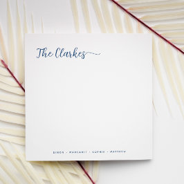 Square Minimalist Navy Blue Family Stationery  Mitteilungskarte