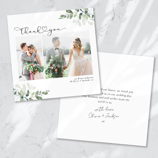 Square Minimalistisch Foto Wedding Dankeschön Card Dankeskarte