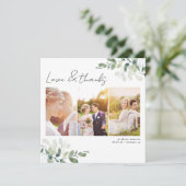 Square Minimalistisch Foto Wedding Dankeschön Card Einladung (Stehend Vorderseite)