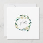 Square Modern Blüte White Rose Eukalyptus Wreath Einladung (Rückseite)