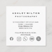 Square Modern Fotografy Business Card mit QR Co Quadratische Visitenkarte (Rückseite)