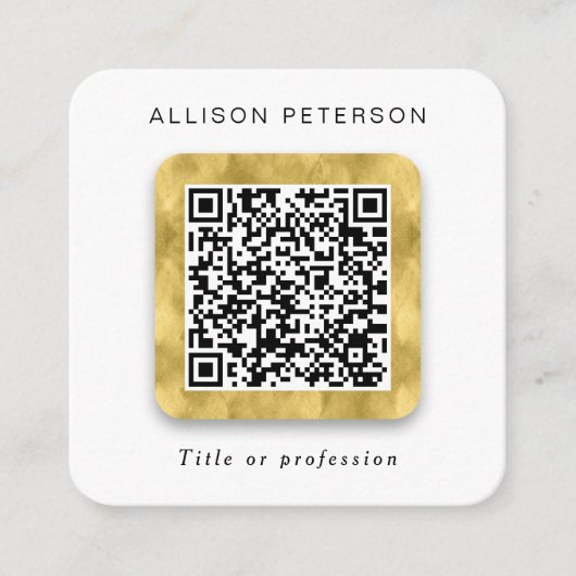 Square Modern Gold Networking beruflich QR-Code Quadratische Visitenkarte (Vorderseite)