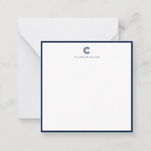 Square Modern Navy Blue Border Custom Stationery Mitteilungskarte (Vorderseite)