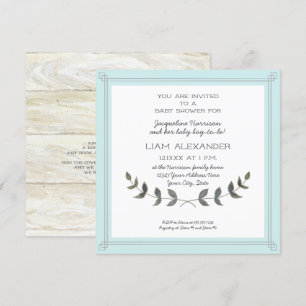 Square Modern Simple Farmhouse Baby Boy Dusche Einladung