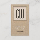 Square Monogram Modern Minimalistisch Kraft & Blac Visitenkarte (Vorderseite)