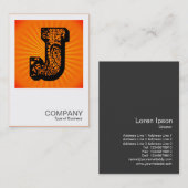 Square Monogram - Paisley Sunburst - J Visitenkarte (Vorne/Hinten)