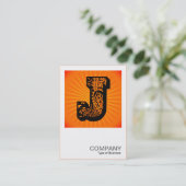 Square Monogram - Paisley Sunburst - J Visitenkarte (Stehend Vorderseite)