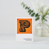 Square Monogram - Paisley Sunburst - P Visitenkarte (Stehend Vorderseite)