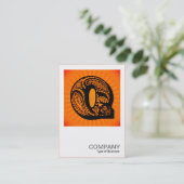 Square Monogram - Paisley Sunburst - Q Visitenkarte (Stehend Vorderseite)