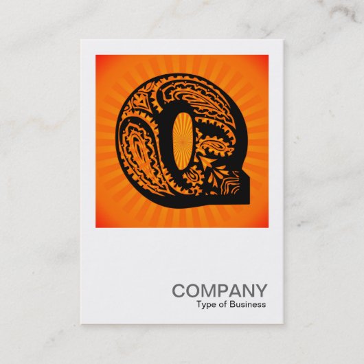 Square Monogram - Paisley Sunburst - Q Visitenkarte (Vorderseite)