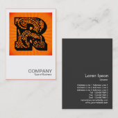 Square Monogram - Paisley Sunburst - R Visitenkarte (Vorne/Hinten)