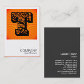 Square Monogram - Paisley Sunburst - T Visitenkarte (Vorne/Hinten)