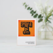 Square Monogram - Paisley Sunburst - T Visitenkarte (Stehend Vorderseite)