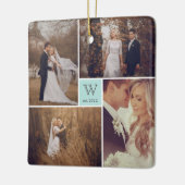 Square Monogram Simple Foto Collage Holiday Keramikornament (Links)