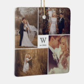 Square Monogram Simple Foto Collage Weihnachten Keramikornament (Rechts)