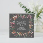 Square Moody Fall Floral Burst Wedding Einladung (Stehend Vorderseite)