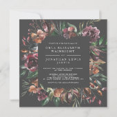Square Moody Fall Floral Burst Wedding Einladung (Vorderseite)