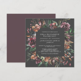 Square Moody Fall Floral Burst Wedding Einladung