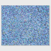 Square Mosaik Blau Töne Fliesenmuster Geschenkpapier (Flach)