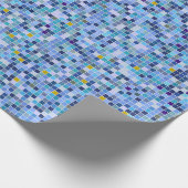 Square Mosaik Blau Töne Fliesenmuster Geschenkpapier (Ecke)