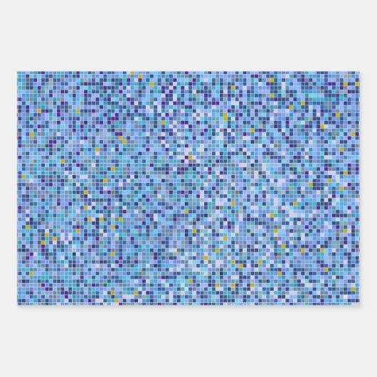 Square Mosaik Blau Töne Fliesenmuster Geschenkpapier Set (Vorderseite)