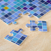 Square Mosaik Blau Töne Fliesenmuster Puzzle (Seite)
