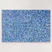 Square Mosaik Blau Töne Fliesenmuster Puzzle (Horizontal)