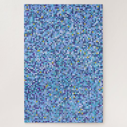 Square Mosaik Blau Töne Fliesenmuster Puzzle (Vertikal)