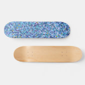 Square Mosaik Blue Tones Fliesenmuster Skateboard (Horizontal)